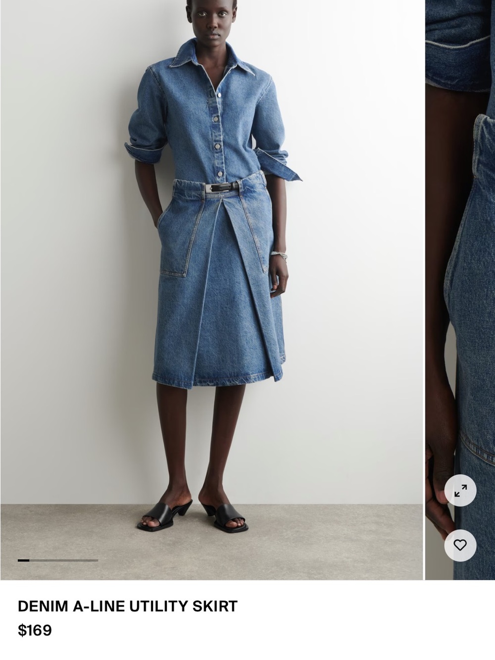 COS Denim A-Line Utility Skirt - Blue
